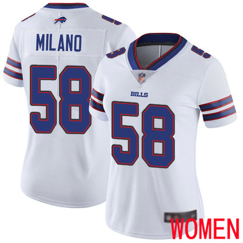 Women Buffalo Bills #58 Matt Milano White Vapor Untouchable Limited Player NFL Jersey->women nfl jersey->Women Jersey